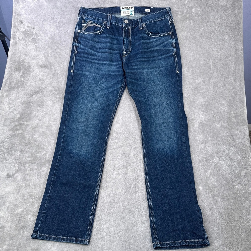 Ariat Men's 36x32 M7 Jeans Slim Fit Straight Leg Dark Wash Western Denim